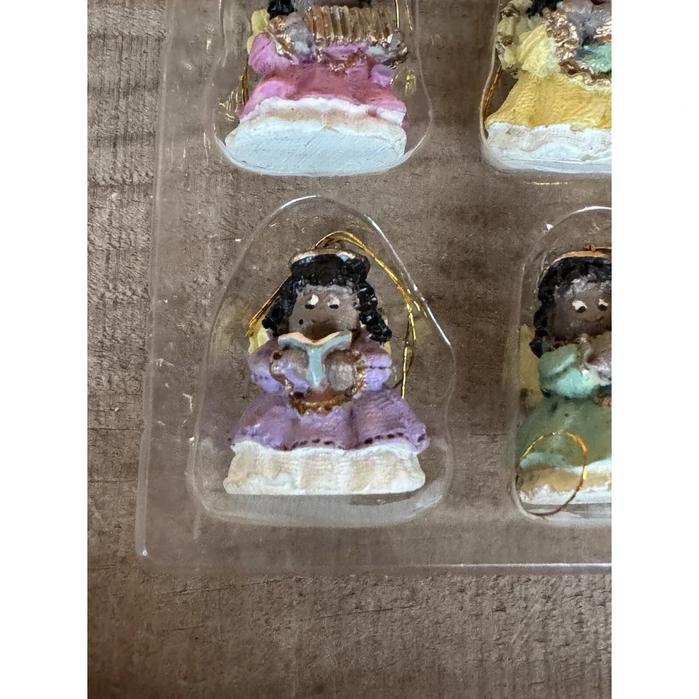 Gift Co. Set Of 6 Afro American Polystone‎ Mini Ornaments, Vintage